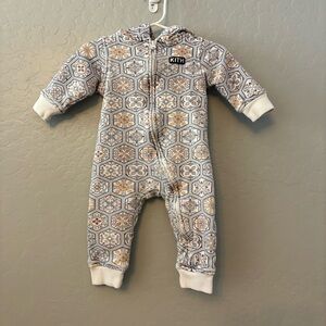 Kith Holly coverall hooded zipper front one piece 100% cotton 3-6 months